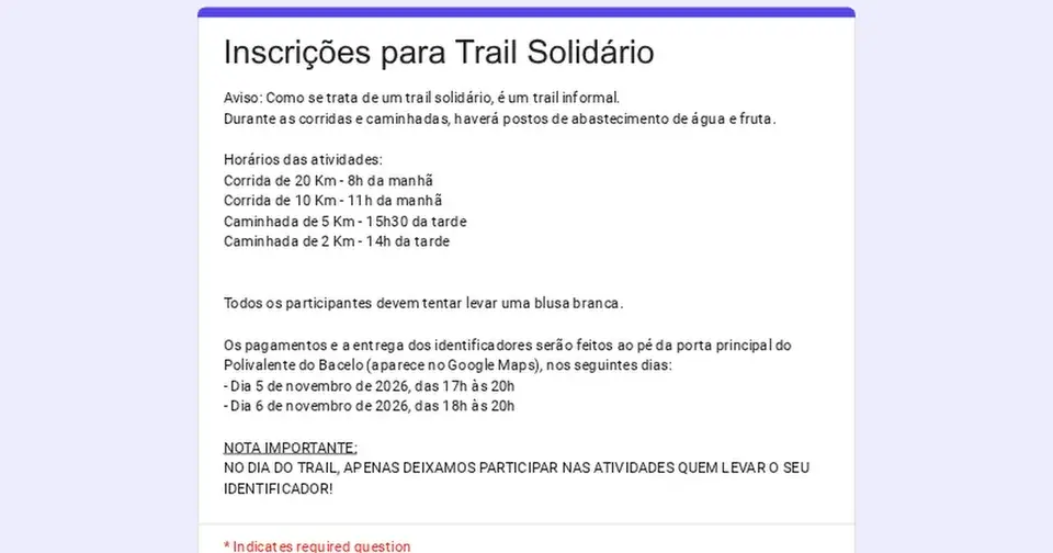 Trail Solidário Trata-me bem 2026